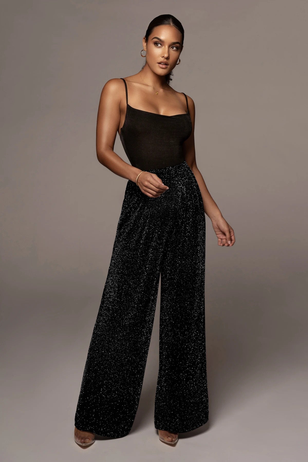 Glitter Loose Wide Leg Pants