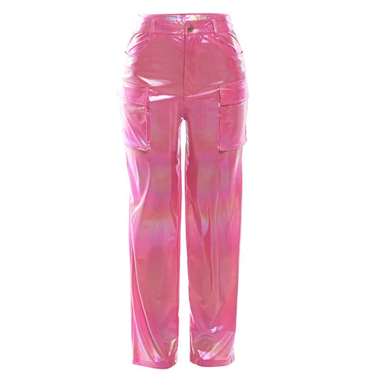 Silk Shiny Cargo Pants