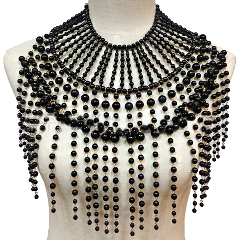 Pearl Beaded Bib Choker