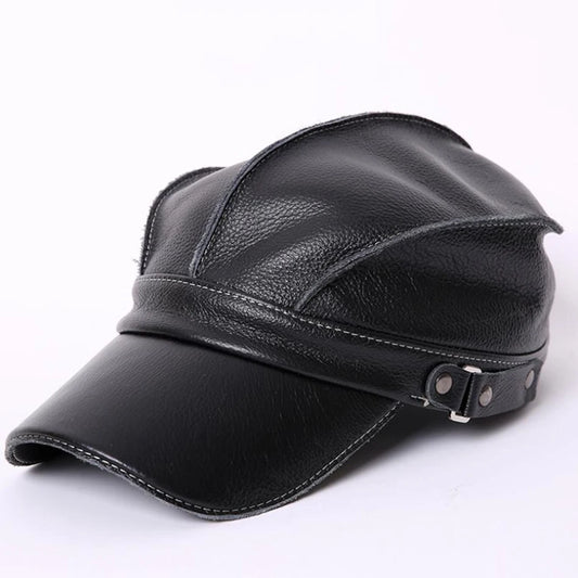 Genuine Cowhide Leather Snapback Cap