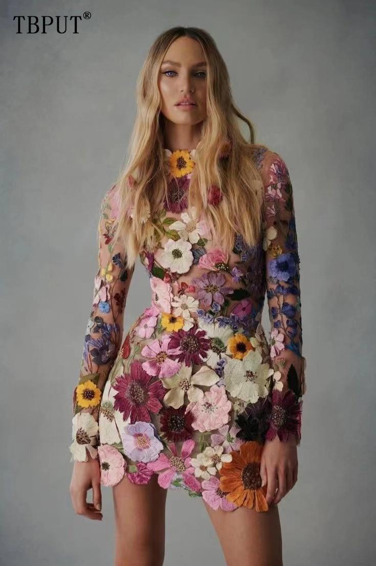 Floral Embroidery Mini Dress