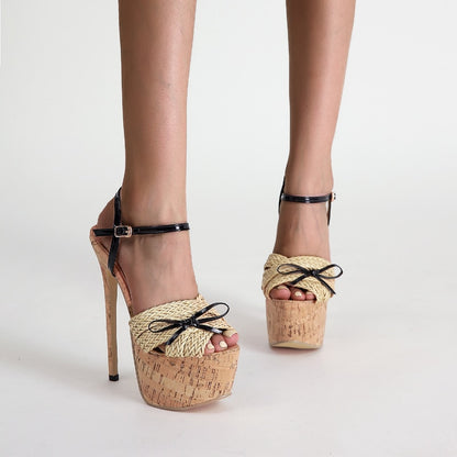 Straw Cork Platform Sandals