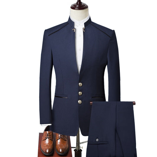 Stand Collar Men Blazer/Trousers & Vest Suit